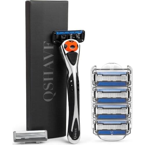 Qshave Black Silver Spider Man Manual Shaving Razor Can Choose Gift Box Can Design Your Name on Handle(1pc Handle, 6pc X5 Blade)
