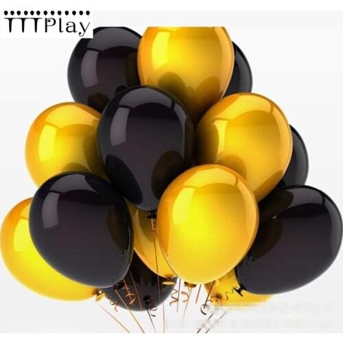 Gold Black Balloons 10PCS 12Inch 2.8g Latex Balloons Inflatable Helium Air Balls Wedding Decoration Happy Birthday Party Balloon