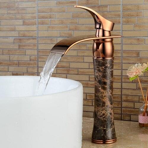 Basin Faucet Bathroom Sink Rose Gold Faucet Single Handle Hole Faucet Basin Taps Grifo Lavabo Wash Hot Cold Waterfall Faucet