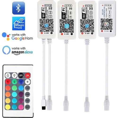5V 12V 24V LED Strip WIFI RGB RGBW Controller Android IOS APP Bluetooth-compatible Magic Home IR Control For RGB RGBW LED strip