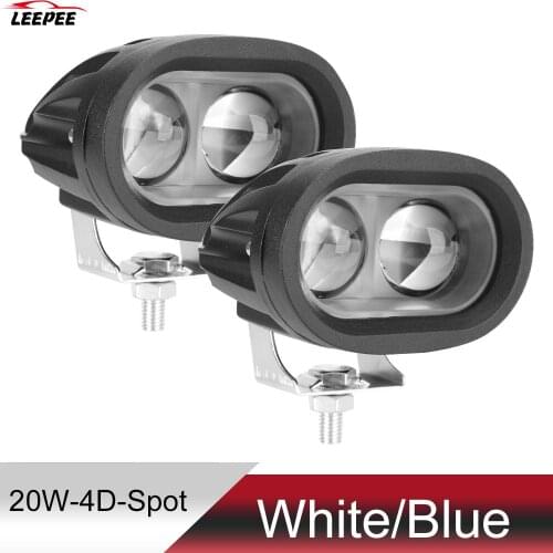 4D len LED Work Light 2000Lm Universal For Car Truck Motorbike Car Fog Lamp Spotlight 20W Motorcycle Headlights Lamp