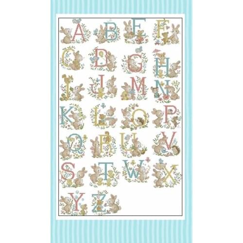 Top Customized Embroidery The Rabbit Letters Cross Stitch Contemporary Art with 100% Cotton Floss & Free Shipping for Wall Decor