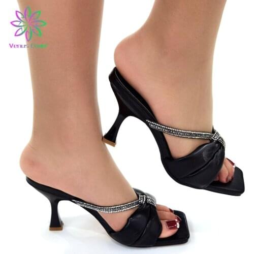 Convennient 2021 Summer New Sandals Women Shoes Black Color Matching Electroplating High Heel Toe Sandals Heels Party Pumps