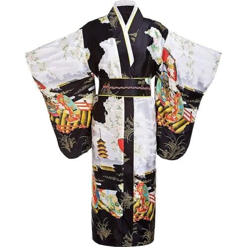 Japanese Traditional Young Lady Yukata With Obitage Satin Kimono Bathrobe Gown Vintage Performace Clothing Print Dress Onesize