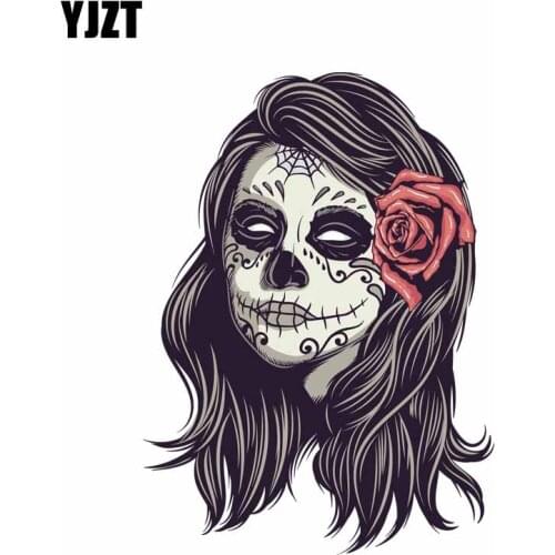 YJZT 10.3CM*14.2CM Car Styling Sugar Rose Skull Motorcycle Decal Car Sticker 6-2392