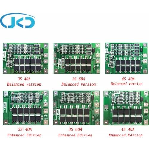 3S/4S 40A 60A Li-ion Lithium Battery Charger Protection Board 18650 BMS For Drill Motor 11.1V 12.6V/14.8V 16.8V Enhance/Balance
