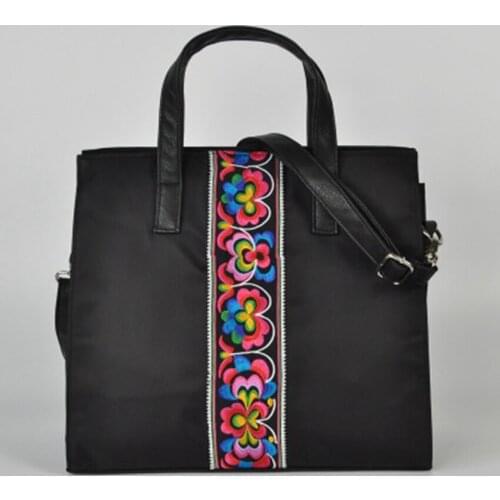 Chinese national style new diagonal embroidery business briefcase female Oxford cloth simple embroidery square handbag