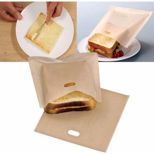 2pcs/pack Toaster Bread Bags Cheese Sandwiches Reusable Non-stick Baked Toast Bread Bags for Home Baking