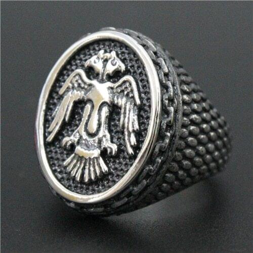 2015 New Round Flying Eagle Ring 316L Stainless Steel Free Shipping Top Quality Punk Eagle Biker Ring