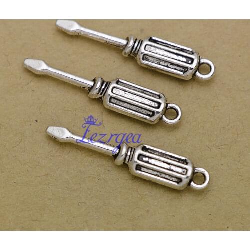 25pcs/lot--31x6mm, Antique silver plated Screwdriver charms,DIY supplies,Jewelry accessories