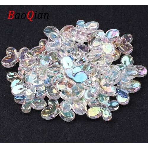30pcs White ABColor Acrylic Beads 17x12mm Butterfly Spacer Loose Beads For Jewelry Making Fiy Charm Necklace Bracelet Accessory