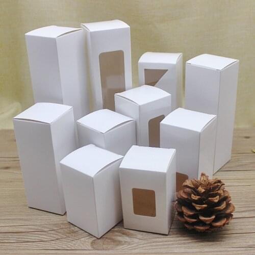 50pcs wholesale gifts package boxes 5x5x8/10/12/15/20cm series paper box white home party suppiles box
