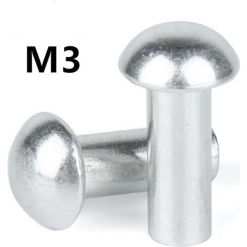 500pcs/lot M3x4/5/6/8/10/12mm GB867 Aluminum Solid Round Head Rivet Alloy Self-plugging Rivet