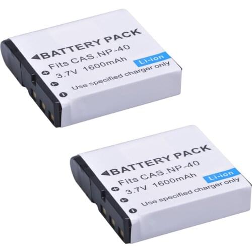 2pcs 1600mAh NP-40 NP40 NP 40 Battery for CASIO EX-Z30/Z40/Z50/Z55/Z57/Z750 EX-P505/P600/P700 PM200 Battery