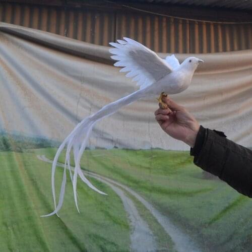 About 50x30cm white feathers spreading wings bird Handmade model,foam& feathers long tail bird,props,home decoration toy b3966