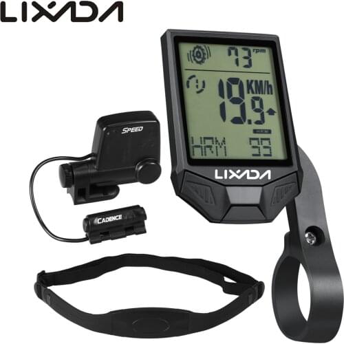 Lixada Wireless Cycling Computer with Heart Rate Sensor Rainproof bike speedometer for Bicycle Computer with Backlight LCD