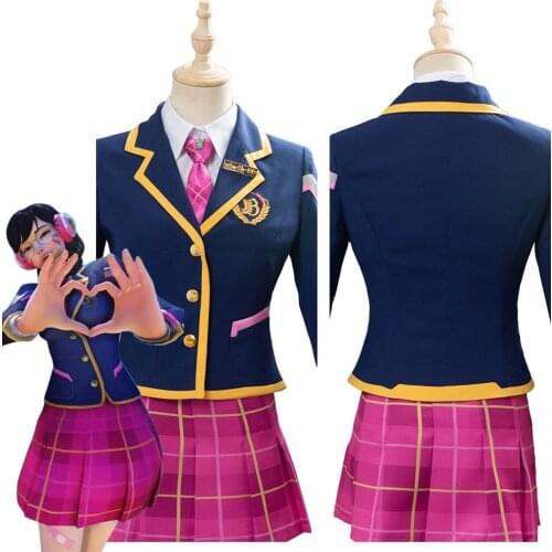 OW DVA D.VA Hana Song Cosplay Costume 3-YEAR Anniversary Outfit Halloween Carnival For Women Girls School Uniform