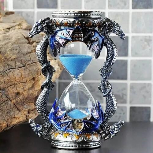 Nordic Style Creative Metal Dragon Shape Glass Hourglass 15 Minutes Modern Art Craftwork Home Accessories Desk Decoration Gifts