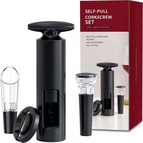 Wine Opener Set with Foil Cutter, Vacuum Wine Stopper and Wine Pourer wine Manual corkscrew wing corkscrew(4-in-1 Set)