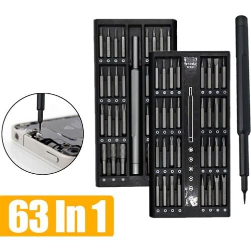63 In 1 Precision Screwdriver Set Multifunction Magnetic Torx Hex Screwdriver Bit Set for Iphone Xiaomi Repair Phone PC Tools