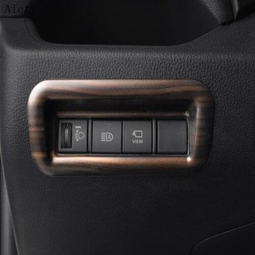 For Toyota RAV4 RAV 4 2019 2020 Car Peach Wood headlight Switch cover Trim lamp Button Frame interior decoration accessories
