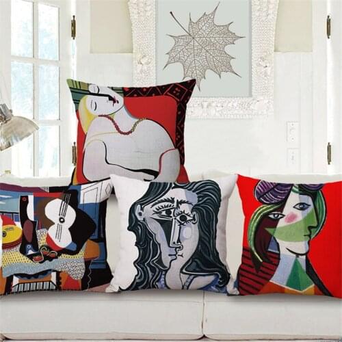 ZXZXOON Famous Picasso Oil Painting Square Decorative Throw Pillow Case Polyester Blend Cushion Cover For Sofa Home 45x45cm