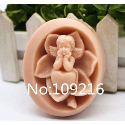 New Product!!1pcs The Love Baby With Lotus (zx210) Food Grade Silicone Handmade Soap Mold Crafts DIY Mould