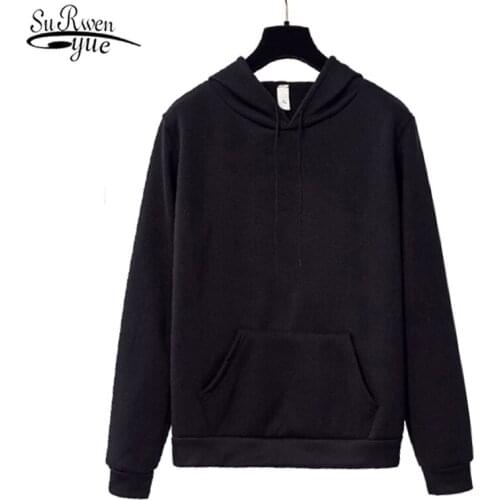 Autumn 2021 Preppy Style Hoodie Sweatshirt Women Pullover Oversize Hoodies Thick Streetwear Velvet Solid Loose Korean Coat 11622