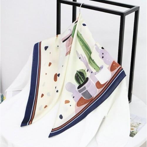 2020 70x70 chic Print Multipurpose women Silk twill scarf Satin square tie Hairband ladies foulard femme towel bufanda shawl