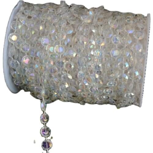 Iridescent 99FT (30meter) 10mm Hanging Acrylic Beads Strand For Chandelier Decoration