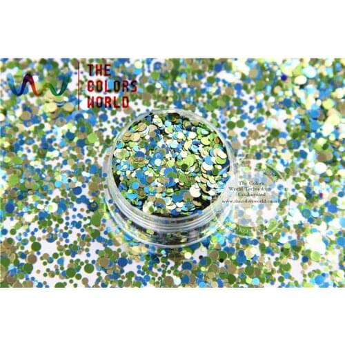 RM321-290 Mix Colors and Round Dot shapes Metallic luster Glitter for nail art makeup and DIY decoration