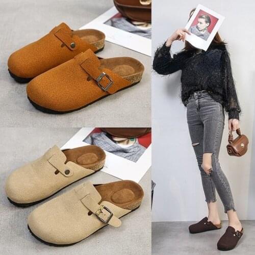 Couple slippers womens mens adult rubber flat bottom low heel leisure Gladiator flat shoes buckle Wrap Head slippers 35-44