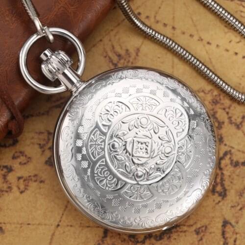 Special Carved Silver Pocket Chain Watch Men Automatic Mechanical High End Dial Womens Comfort Pendant Gift For Mother Daughter