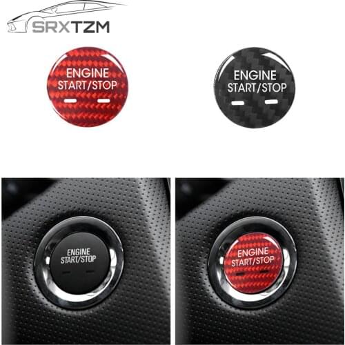 SRXTZM New For Cadillac XTS XT5 CT6 SRX CTS ESCALADE CT6 PLUG IN Real Carbon Fiber Engine Start Button Cover Stickers Decor 1pcs