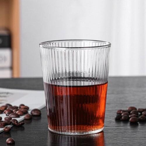 Vertical Stripe Coffee Beer Glass Cup Handmade Glass Drink Tea Mugs Heat-resistant Milk Cup Transparent Drinkware L6
