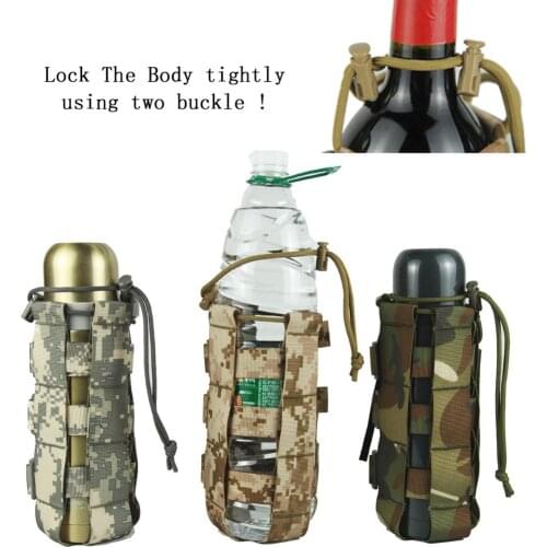 Tactical Molle Water Bottle Pouch Bag Upgraded Military Outdoor Travel Hiking Drawstring Water Bottle Holder Kettle Carrier Bag