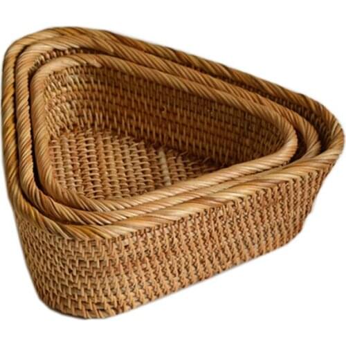 Triangular Akifuji Woven Fruit Basket,Food Organizer Tray Snack Serving Bowl Home Decorative Tray Storage Holder