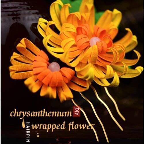 Chrysanthemum hand-wrapped hairpin DIY kit Hair jewelry silk thread winding Traditional crafts Manual experience