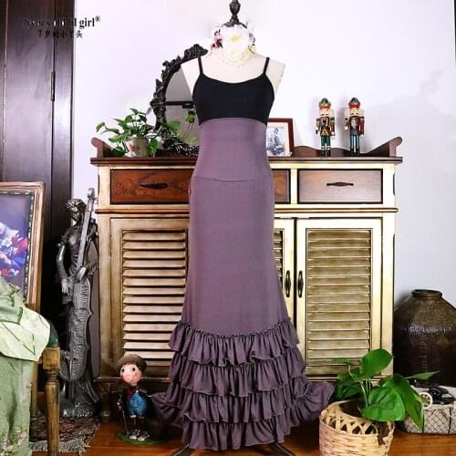 Flamenco Dance Practice Multilayer Spanish Wear Women Fishtail Skirt ENN08