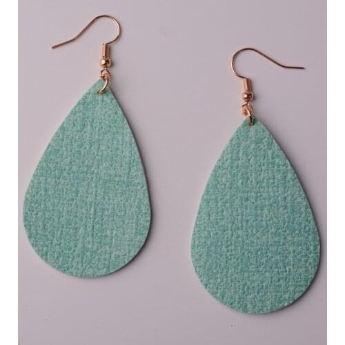 Rainbery Boho PU Leather Teardrop Dangle Statement Earrings for Fashion Trendy Jewelry Leopard Women Water Drop Leather Earrings