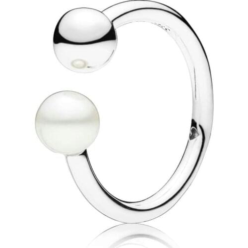 High Quality 925 Sterling Silver Pan Ring Freshwater Cultured Pearl For Women Wedding Gift Fine Europe Jewelry