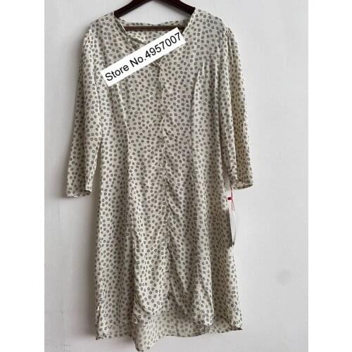 Ladies V Neck Button Front Printed Short Mini Dress With Elbow Puff Sleeve - Women 2020 Latest Casual Dress Features Wavy Detail