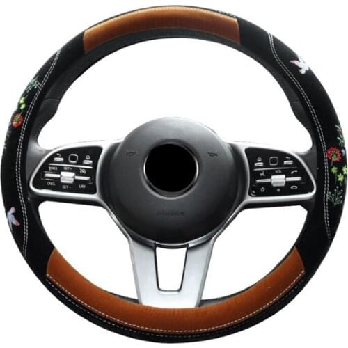 Winter Plush 4 Colors Cute Steering Wheel Covers Girls Embroidery Flowers Beatles Butterfly Cartoon Diam 38cm Personalized