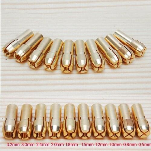 0.5-3.2mm 10pcs/set Brass Drill Chuck Collet Bits 4.3mm Shank For Dremel Rotary Tool Golden