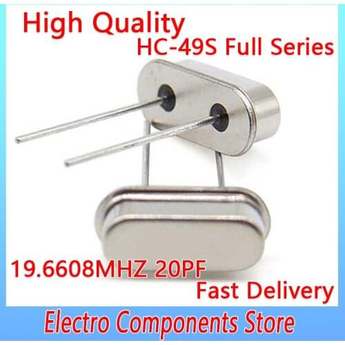 10PCS/Lot DIP-2 Passive Crystal Oscillator Electronic Kit Resonator Quartz Resonator HC-49US 2Pin 49S 19.6608MHZ 20PF ±20PPM