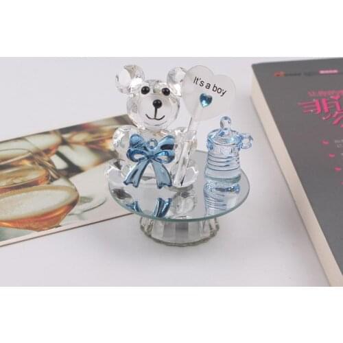 100pcs K5 Crystal Bear Baby Bottle Baptism Baby Shower Souvenirs Party Christening Giveaway Gift For Guest SN2022