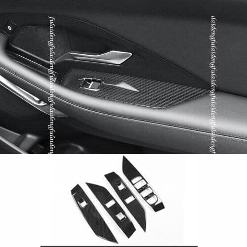 4pcs For Jaguar E-PACE 2018-2020 Real Carbon Fiber Interior Car Window Switch Button Cover Trim Car Accessories