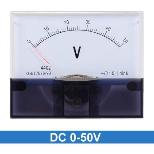 44C2 DC 5V 15V 20V 30V 50V 100V 150V 250V 300V 500V 600V 0-10V Analog Panel Voltage Gauge Volt Meter 1.5% Error
