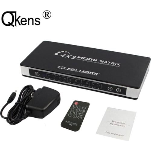 4K HDMI Matrix 4x2 Switch Splitter 1080P HDMI Matrix Converter Adapter Remote Control Toslink Audio 4 In 2 Out Laptop PC To TV