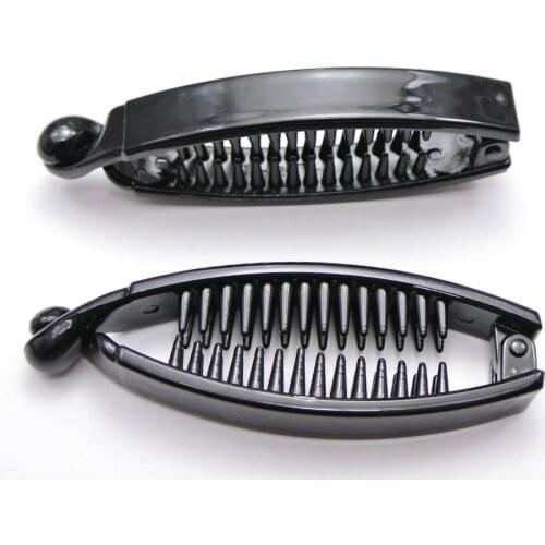 8 Black Plastic Banana Fish Clips Hair Claw Comb Ponytail Holder 80mm for DIY Craft